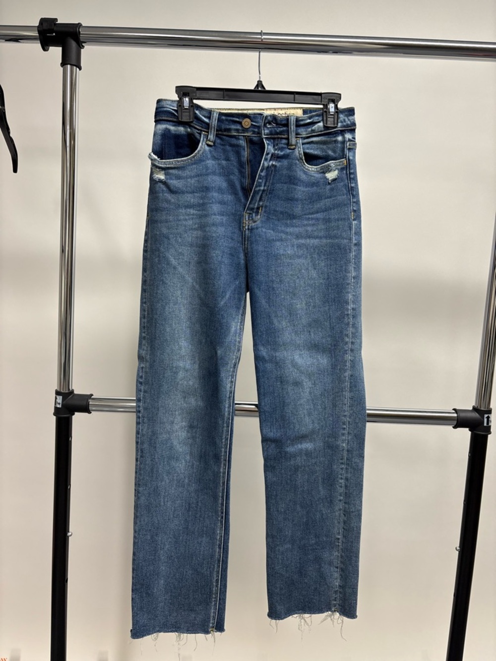 Pookie & Sebastian High-Rise Straight Jeans in Medium Blue